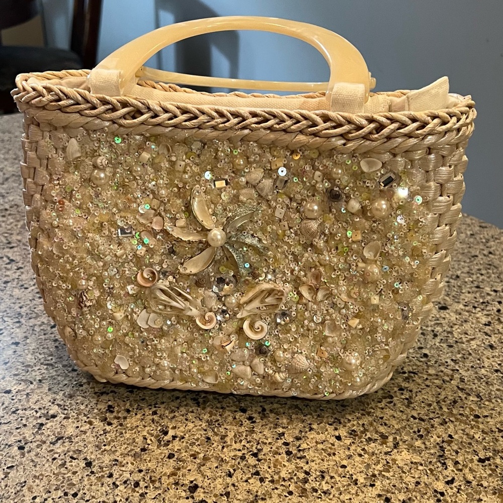 Vintage Cappelli Beaded Cream Handbag